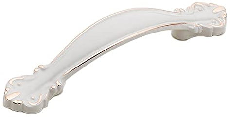 Lot de 2 poignées de porte vintage en forme d'arc antique de 64 mm pour armoire de cuisine, commodes, placard, porte (ivoire)