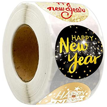 Sharplace 500 Stück Frohes Neues Jahr Aufkleber Umschlagsiegel Bunte Ornamente für, Stil b