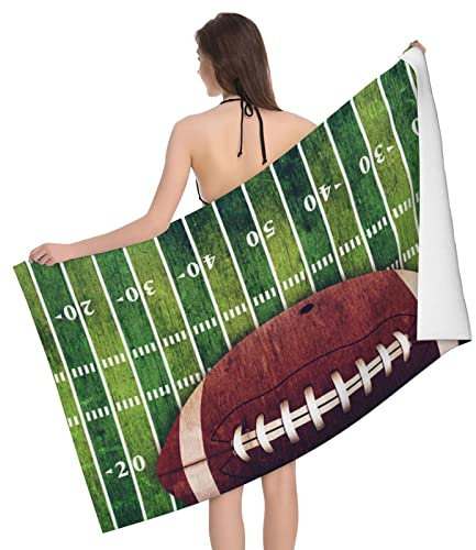 American Football Field and Ball bedruckte Mikrofaser-Badetücher – weich und saugfähig, leicht, schnell trocknend und übergroß