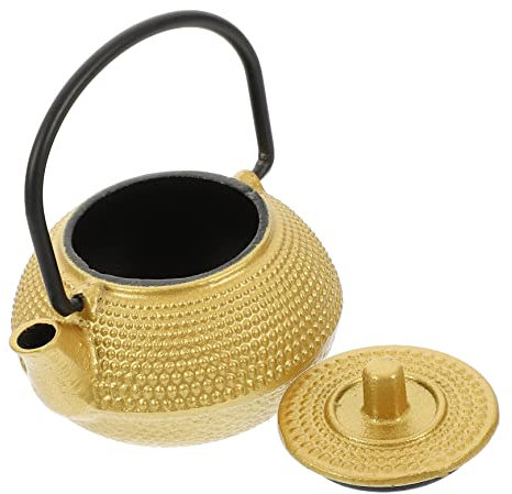 Cabilock Small Tea Kettle Teapot Cast Iron Miniature Retro Design Sturdy Small Iron Teapot Ornament for Home and Office Decoration