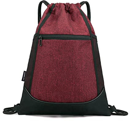 Cosyres Kordelzug Turnbeutel Rucksack Beutel Rucksack Klein mit Innentasche Sportbeutel Gym Bag (Rot)