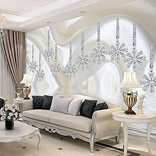 Glitzer Silber Wanddekoration fototapete 3d Tapete effekt Vlies wandbild Schlafzimmer-300cm×210cm
