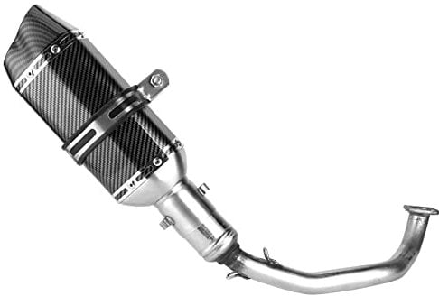 Système D'Échappement Complet pour GY6 125, Section Complète Du Tuyau D'Échappement en Carbone Scorpion, Fabriqué en Acier Inoxydable, Résistant À la Corrosion et Durable, Installation et Démontage