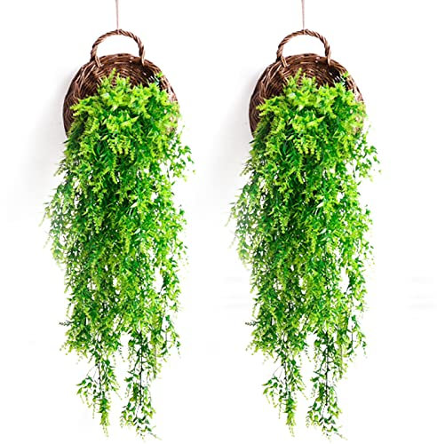 2 Piezas Plantas Artificiales Colgantes,Fake Plants,Plantas Artificiales Exterior,Adecuado para La Pared Casa Habitación Jardín Interior DecoracióN Al Aire Libre en Todas Las Estaciones