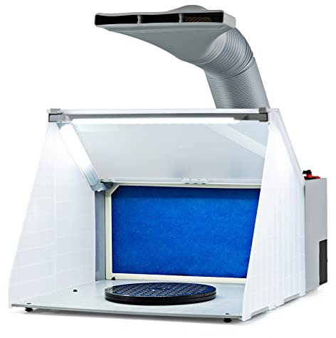 COSTWAY Airbrush Spray Booth, Portable Paint Booth Kit with Fan, 3 LED Lights, 360° Turn Table and Extension Hose, Spray Booth Filter and Extractor Set for Painting Artwork Models Crafts Hobby DIY