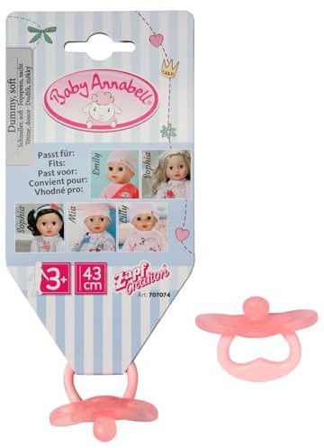 Baby Annabell Universal Schnuller 707074 - EIN Schnuller aus Zwei Farben Sortiert - Schnuller mit Griff für Nicht-Mund-Funktion 43cm Puppen - Geeignet für Kinder ab 3 Jahren