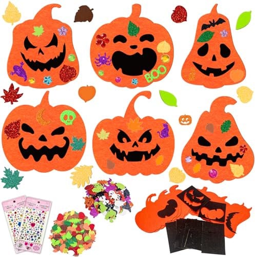 JOYEASE Halloween Basteln Kinder, 12 Stück DIY Kürbis Bastelset, Halloween Deko Kinder Geschenke