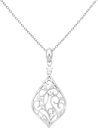 Sofia Milani - Damen Halskette 925 Silber - mit Zirkonia Steinen - Blatt Blumen Anhänger