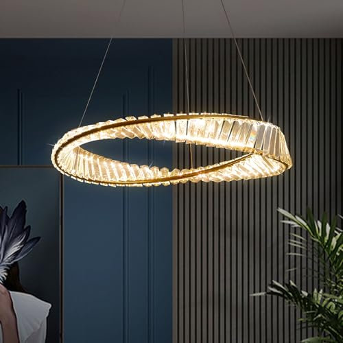 Lamparas De Comedor Modernas,Oro Anillos Irregulares LáMpara Colgante Redonda,IluminacióN De ArañA De Cristal Moderna Regulable Para Sala De Estar Comedor Cocina Dormitorio D40Cm/15,7 In