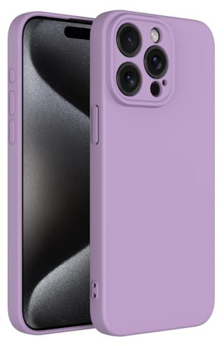 Captor Cover Custodia Colorata in Silicone Liquido per iPhone 15 Pro Max 6,7 Pollici, Alta Qualità con Bordo Rialzato per Schermo e Protezione Fotocamera Morbida Con Microfibra Interna (Viola Lilla)