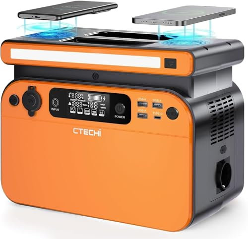 CTECHi Centrale Elettrica Portatile 500W, 518Wh LiFePO4 Batteria Backup, 3,5 ore completamente ricaricate, Generatore Solare PD da 60W per campeggio