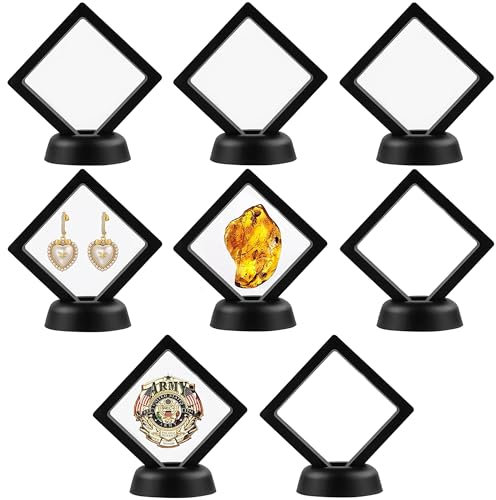 HAOBIN 8 StüCk Halter Floating Frame Display Holder MüNz Display Box Schweberahmen Displayrahmen MüNzrahmen MüNzenstäNder PräSentationsstäNder Mit Basis FüR Display Ring AnhäNger Armband Schmuck (8)