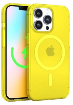 FELONY CASE - Neon Yellow Crystal Clear Phone Case for iPhone 15 Pro Max, Compatible with MagSafe - 360° Shockproof Protective Cases Designed for Apple iPhone 15 Pro Max