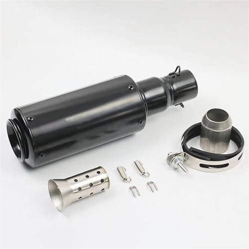 Tuning Auspuff 51 MM Universal Motorrad Auspuffrohr Schalldämpfer Motorrad ATV Edelstahl Auspuffrohr Modifizierte Armaturen Motorrad Volles Auspuffsystem (Color : B BLACK)
