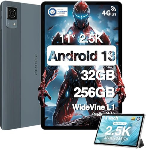 DOOGEE T30 Ultra Tablet, 2,5 K, 27,6 cm (11 Zoll), 32 GB RAM + 256 GB ROM (2 TB TF), Helio G99 Android 13 mit 8580 mAh Akku, ultradünn, 7,6 mm, 16 MP + 8 MP, 4 Hi-Res Audio, Grau (Grau)