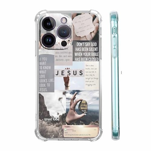 Jesus Quotes Case Compatible with iPhone 15 Pro Max,Christian Bible Verse Case for Women Men,Fashion Trendy TPU Bumper Case for iPhone 15 Pro Max