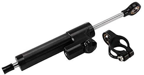 Happysnow Ammortizzatore di Sterzo Universale per Moto Stabilizzatore Lineare Inverso Controllo Sicuro CNC per MT09 MT07 YZF R1 R6 Nero
