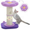 PAWZ Road Blume Katzenkratzbaum, Kleiner Katzenbaum, hoher Katzenkratzbaum für Indoor-Katzen mit super dickem Kratzbaum [Dia=14cm], Abnehmbares Blumen-Katzenbett, Katzenkratzbaum mit Federball, Lila