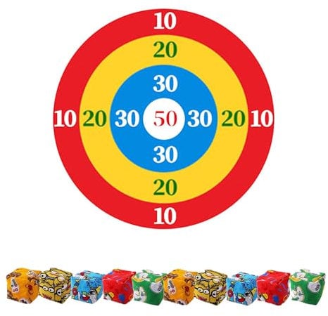 Jeu de Pétanque Interieur Soft Boccia Set，Jeux Pétanque Extérieur, 1 Disque Cible avec 10 Boules de sable (couleur aléatoire)