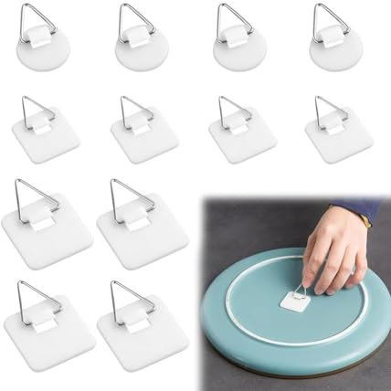 PLGEBR 12 Stück Selbstklebende Bildaufhänger mit Leinenstruktur, Bildaufhänger Bilderhaken Selbstklebend zum Kleben,Klebenagel für Bilderrahmen,Aufhänger für Bilder,Poster, Fotos,Gemälde,Platte