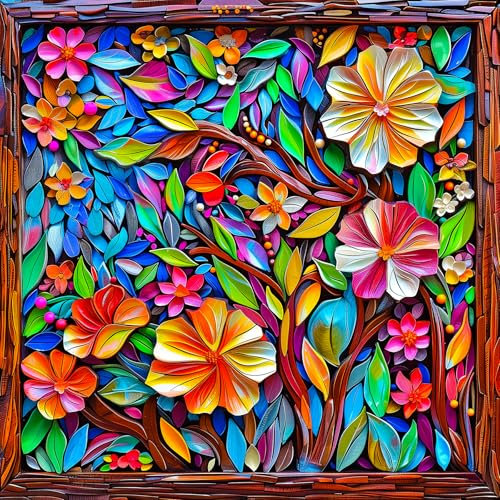 Cgoalmoer Blumenpuzzle für Erwachsene, 1000 Teile, graviertes 3D-Effekt, Blumenpuzzle, einzigartiges Design-Puzzle als Heimdekoration