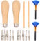 Lcyen Lino Cutting Tools Kit with Wooden Handle Awl - Wood Engraving Craft Kit with 10 Blades and Brushs, for Printmaking Engraving, Clay Sculpture, Handicrafts Engraving, Lino Printing