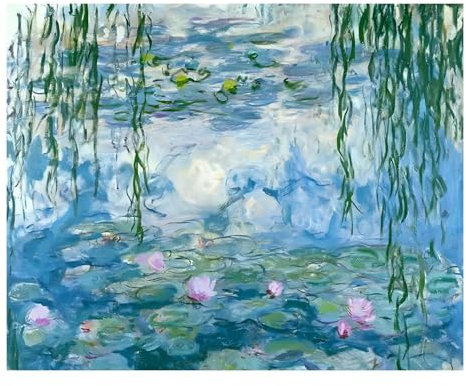 Miquans Art Peinture Par Numéros Pour Adulte, DIY Peinture Acrylique Pour Adultes Enfants Débutants Facile Sur Toile (40×50 cm) étang de lotusavec peintures et Pinceaux,Paysage