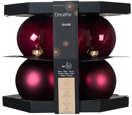 Kaemingk Weihnachtskugeln Glas 10cm 6 Stück- matt & glänzend - Große Christbaumkugeln Weihnachtsbaumkugeln für Weihnachten - Christbaumschmuck & Weihnachtsbaumschmuck Beere - Granatapfel