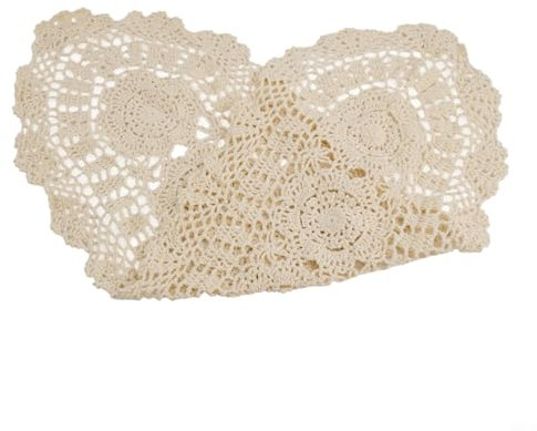 Ovaler Tischläufer im Landhausstil, Vintage-Stil, gehäkelte Spitze, Blumenmuster, 30 x 80 cm, Beige