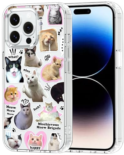 MOSNOVO Case for iPhone 14 Pro Max, [Buffertech 6.6ft Military-Grade Drop Protection] [Anti Peel Off Tech] Clear TPU Bumper Phone Case Cover Design - The Cat Brigade