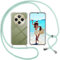 ISOI Funda con Cuerda para Xiaomi Redmi 14C/Xiaomi Redmi 14 C/Poco C75, Carcasa Transparente TPU Suave Silicona Case con Correa Colgante Ajustable Collar Correa de Cuello Cadena Cordón, Verde