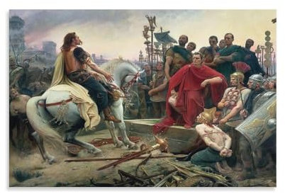 LUBOYANG Vercingetorix Throws Down His Arms at The Feet of Julius Caesar Poster Lionel Royer, Kunstposter, Leinwanddruck, Poster, Wandkunst, dekoratives Gemälde, ungerahmt, 50 x 75 cm