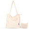 homchen Corduroy Tote Bag with Zipper Waterproof Cord Tote Bag for Women with Multi- Compartments Large Capacity Shoulder Bags Handbags for School Work Shopping Travel Daily Use (Beige)