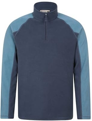 Mountain Warehouse Ashbourne Mens Fleece - Microfleece Sweater, Antipill Midlayer, Warm Top - Best for Spring Summer, Camping, Trekking, Hiking Blue L