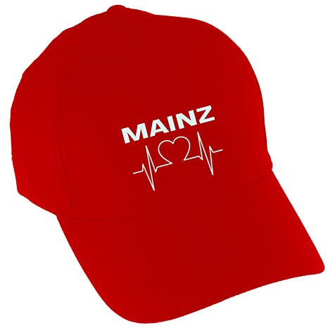 multifanshop Baseballcap - Mainz - Herzschlag - Druck weiß - Mütze Größe one Size rot