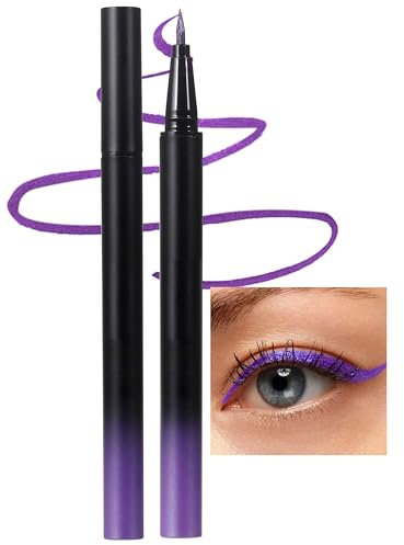 Erinde Eyeliner liquido con glitter lilla, penna per eyeliner liquido, matita per occhi metallizzata, trucco per gli occhi, resistente all'acqua, matita per ombretti luccicanti