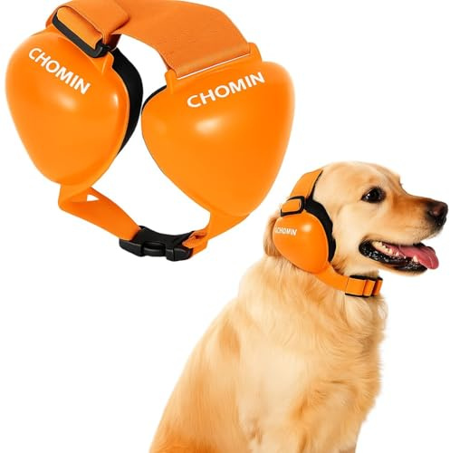 CHOMIN Dog Ear Muffs for Noise Protection, 29dB NRR Dog Earmuffs, Noise Cancelling Headphones for Dogs, Dog Ear Plugs for Hearing Protection from Thunder, Vacuums, Fireworks (Orange, Small)