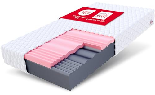 FDM Matratze 100x200 cm Härtegrad H3 H4 Höhe 29 cm Kaltschaummatratze HR-Schaum Visco-Schaum 7 Komfortzonen mit Hypoallergenem Waschbarem Jersey Bezug Oeko-Tex Select MAX Plus