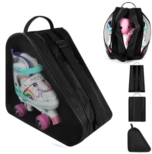 flintronic Sac de Patinage à roulettes, 39 * 28 * 40cm Sac Patins à Glace et à roulettes, Sacs à Chaussures de Ski avec Bandoulière Réglable, Grande Capacité, Transport pour Femmes et Hommes