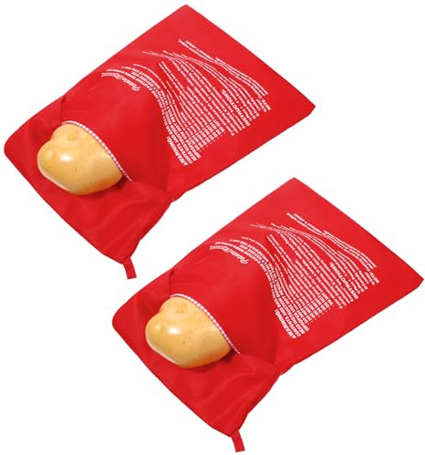 2 Stück Kartoffel-Mikrowellenbeutel, Rote Wiederverwendbare Kartoffelbeutel für die Mikrowelle, Kartoffelsack Mikrowelle, Kochbeutel, Kartoffel-Express-Mikrowellenbeutel für Gekochte Kartoffeln