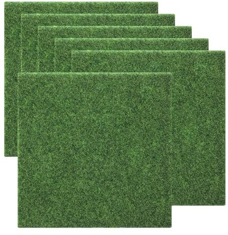 6 Packs Fake Grass Decor for Crafts, 15CM x 15CM Artificial Grass for Fairy Dollhouse, Garden Micro Grass Model Turf Rug Miniature Garden Ornament Dollhouse