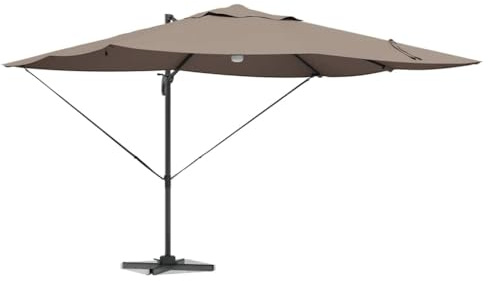 vidaXL Cantilever Roma Parasol Taupe and Black 352 x 251 x 265 cm, Adjustable Rectangular Terrace Parasol, Modern Outdoor Shade, UV-Resistant Garden Umbrella for Patio Sun Protection