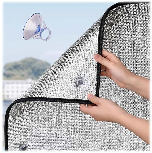 Film Isolant en Aluminium, Film Fenetre Anti Regard, Réfléchissant D'isolation Thermique Occultant Protection Solaire avec Ventouses pour Toit Ouvrant,8mm,Facile À Démonter(80x130cm)
