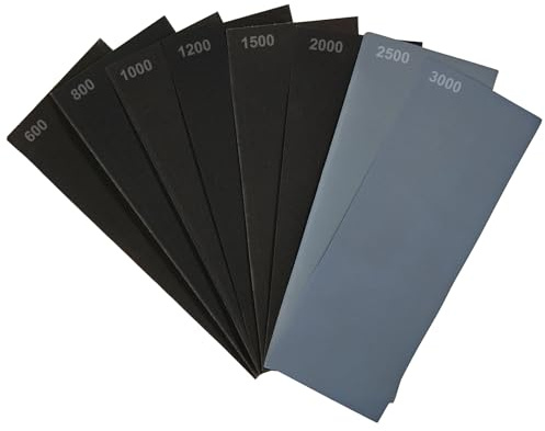 Sandpappersset, 16 stycken, våt- och torrt sandpapper, kornstorlek 600/800/1000/1200/1500/2000/2500/3000, fint sandpapper för bil, metall, trä, lack, väggar, glas, sten