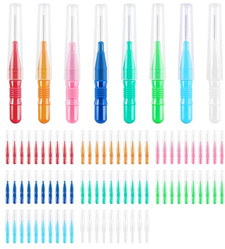 80 Pcs Interdental Brushes | Soft Dental Brushes Teeth Flossing Brush for Cleaning Gaps Between Teeth (8 Colors)