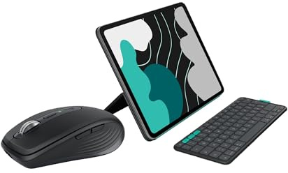 Logitech MX Anywhere 3S + Flip Folio (Graphite) | Souris sans fil silencieuse, étui clavier pour iPad Pro 13 (M4) et iPad Air 13 (M2/M3) (2024, 2025), Clavier FRA AZERTY