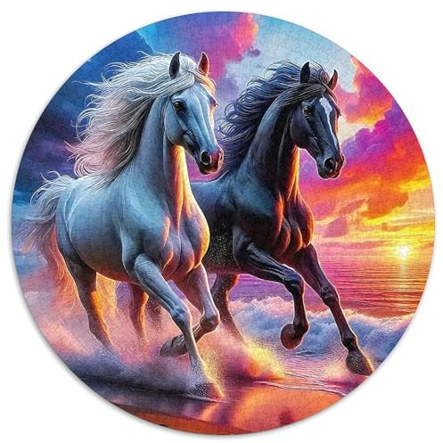 Pferd Rundes 1000 Puzzle Puzzle Rund Puzzle 3D Hochauflösung Geschenke Für Erwachsene Kinder Schwieriges Großes 1000pcs (67.5x67.5cm)