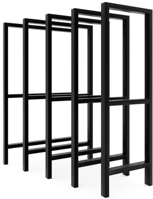 HEVVA | Armature pour lavabo à 3 Niveaux – 75 cm de Haut – Donau – 25/30/40/45/50 cm – Pieds de Meuble de lavabo | (2 Pieds de lavabo - Noir, 45 cm)