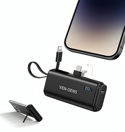 Nano Power Bank, Mini Ultra-Compact Portable Charger 5000mAh with Built-In Connectors For Samsung Galaxy S26 FE / S26 Plus/Ultra / S25(FE)(Edge)(Plus)(Ultra) /S24/S23/S22/S21/S20 Series & More