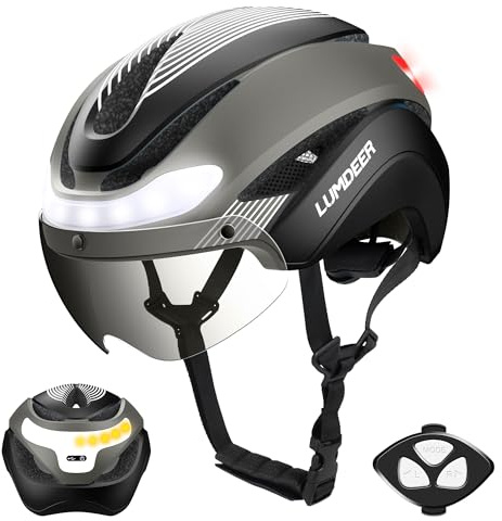 LUMDEER Fahrradhelm Herren und Damen Erwachsene mit Licht Vorne und Hinten